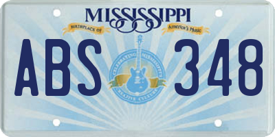 MS license plate ABS348