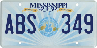 MS license plate ABS349