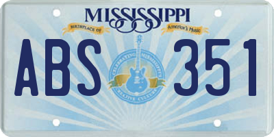 MS license plate ABS351