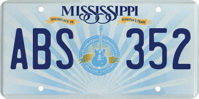 MS license plate ABS352