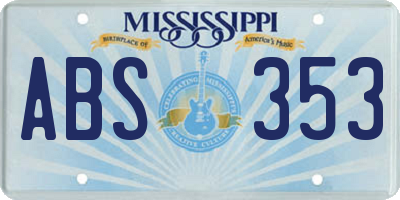 MS license plate ABS353