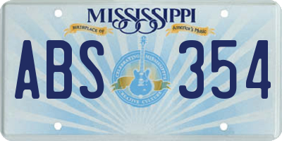 MS license plate ABS354