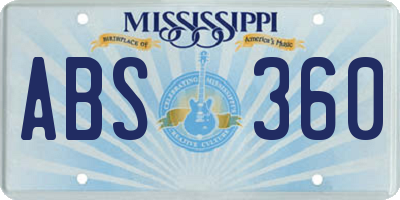 MS license plate ABS360