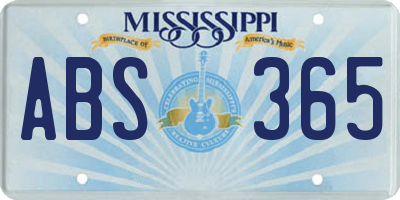 MS license plate ABS365