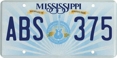 MS license plate ABS375