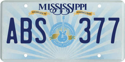 MS license plate ABS377