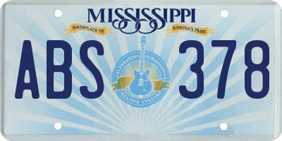 MS license plate ABS378