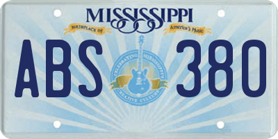 MS license plate ABS380