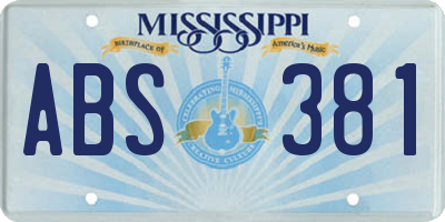 MS license plate ABS381