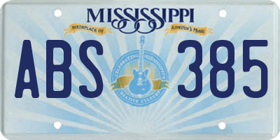 MS license plate ABS385