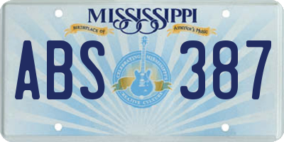 MS license plate ABS387