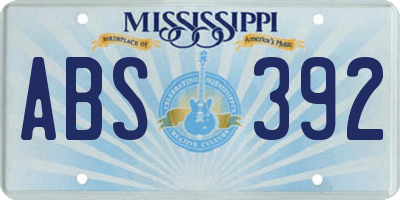 MS license plate ABS392