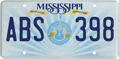 MS license plate ABS398