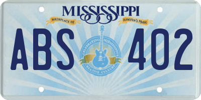 MS license plate ABS402