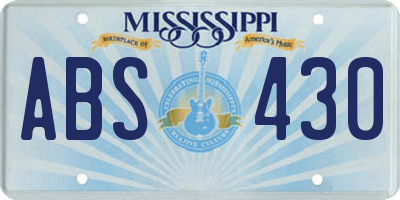 MS license plate ABS430