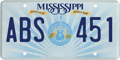 MS license plate ABS451