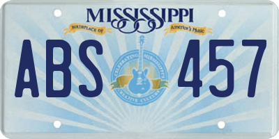 MS license plate ABS457