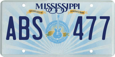 MS license plate ABS477