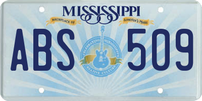 MS license plate ABS509