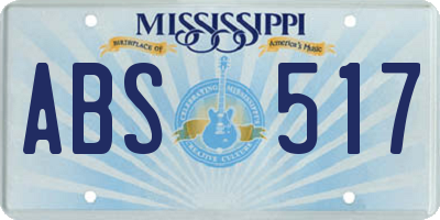 MS license plate ABS517