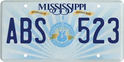 MS license plate ABS523
