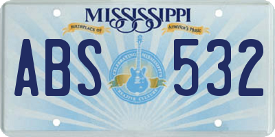 MS license plate ABS532