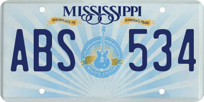 MS license plate ABS534