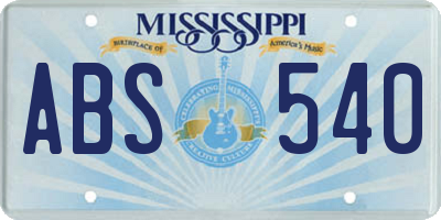 MS license plate ABS540