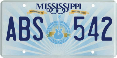 MS license plate ABS542