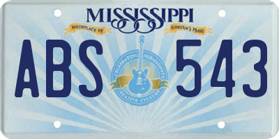 MS license plate ABS543