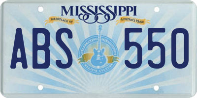 MS license plate ABS550