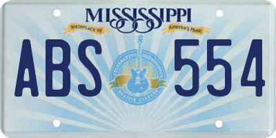 MS license plate ABS554
