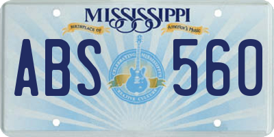 MS license plate ABS560