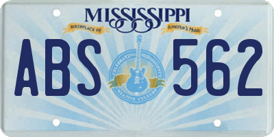 MS license plate ABS562