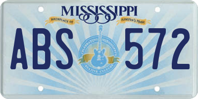 MS license plate ABS572