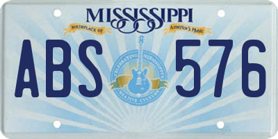 MS license plate ABS576
