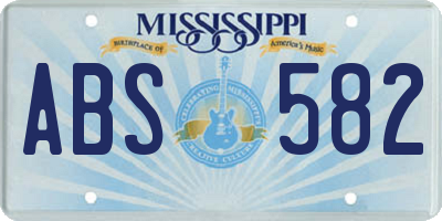 MS license plate ABS582