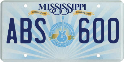 MS license plate ABS600