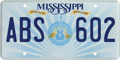 MS license plate ABS602