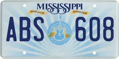 MS license plate ABS608