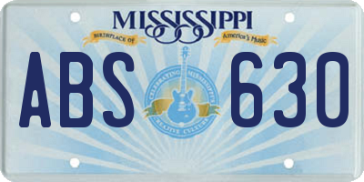MS license plate ABS630