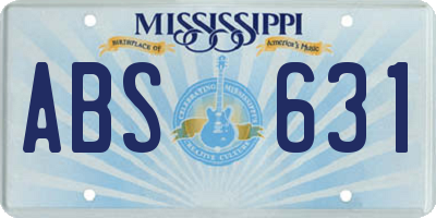 MS license plate ABS631