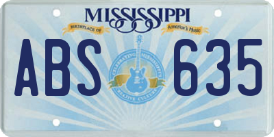 MS license plate ABS635