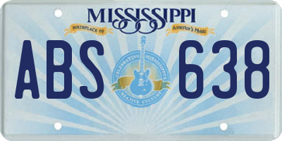 MS license plate ABS638