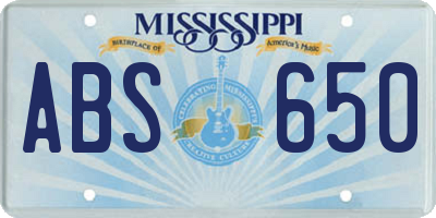 MS license plate ABS650