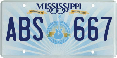 MS license plate ABS667
