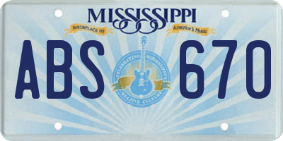 MS license plate ABS670