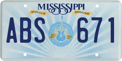 MS license plate ABS671