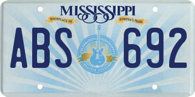 MS license plate ABS692