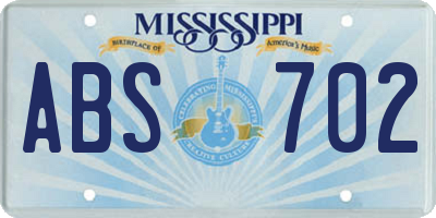 MS license plate ABS702